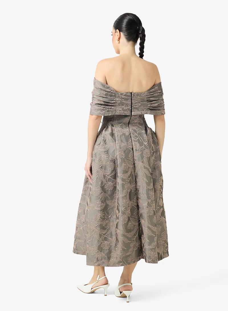 Threadz by Ajooni  Floral Off-Shoulder Dress for Women | Best Price UAE